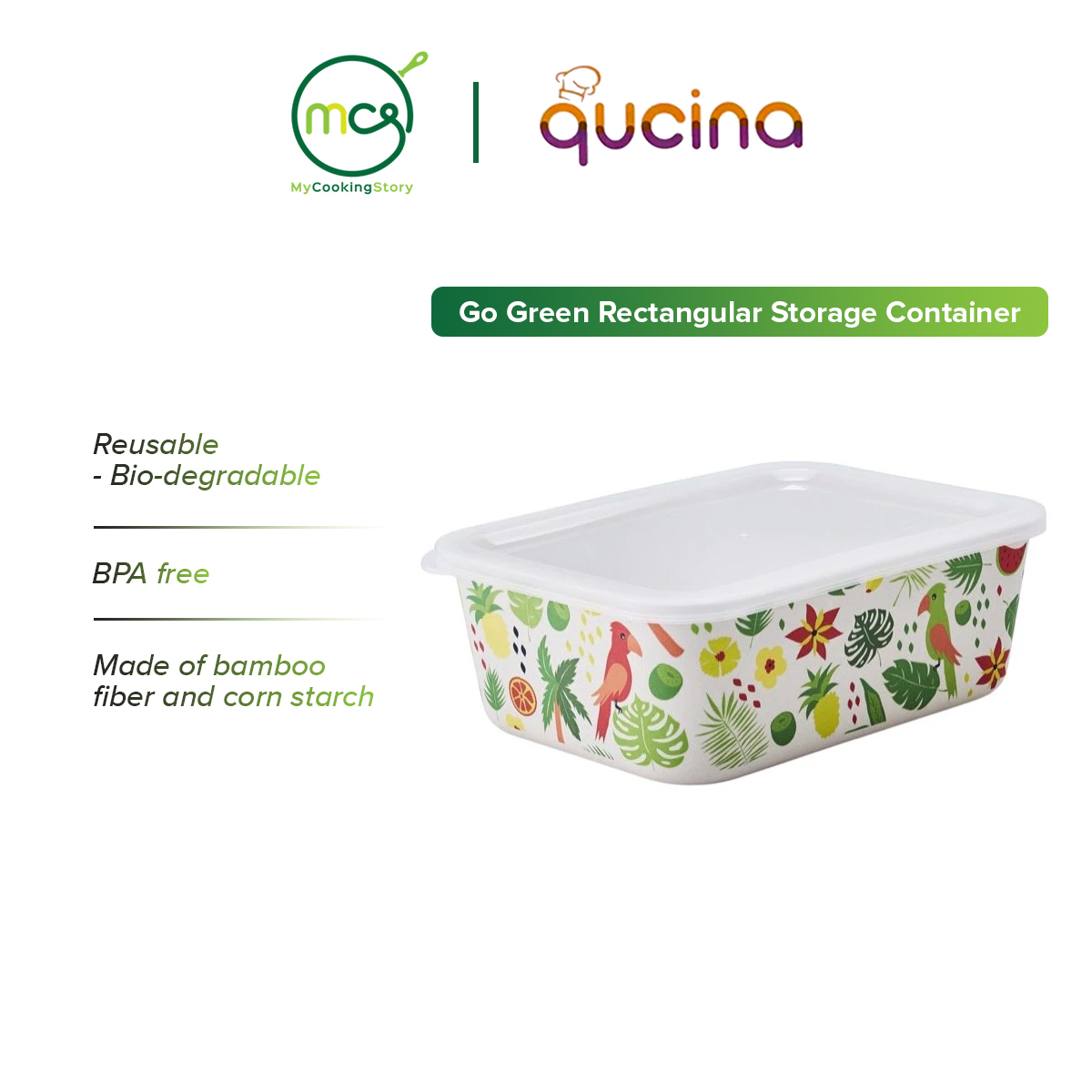 Gambar My Cooking Story    GO Green Rectangular Food Container (L)