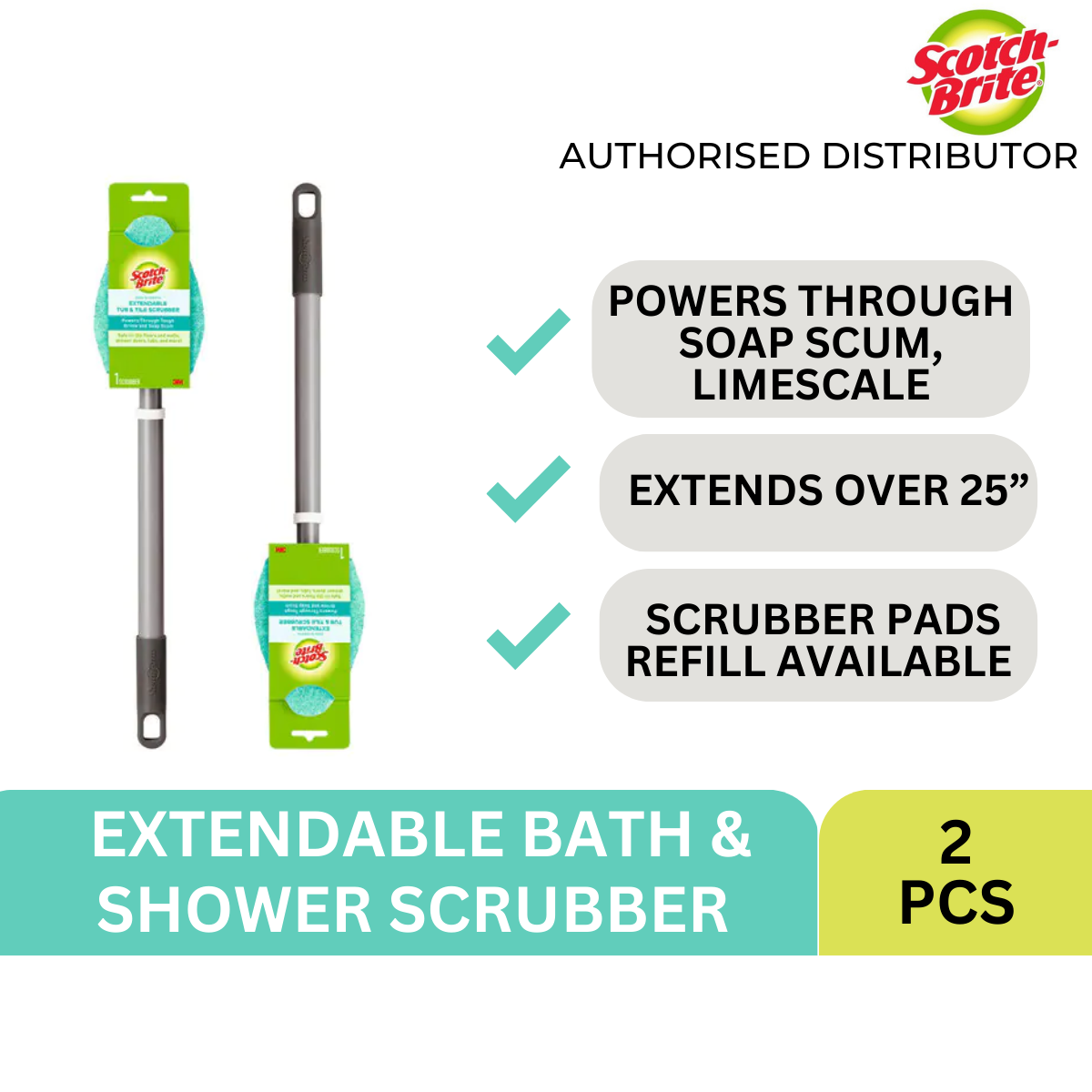 3M Scotch-Brite Shower and Bath Scrubber/ Non-Scratch Extendable