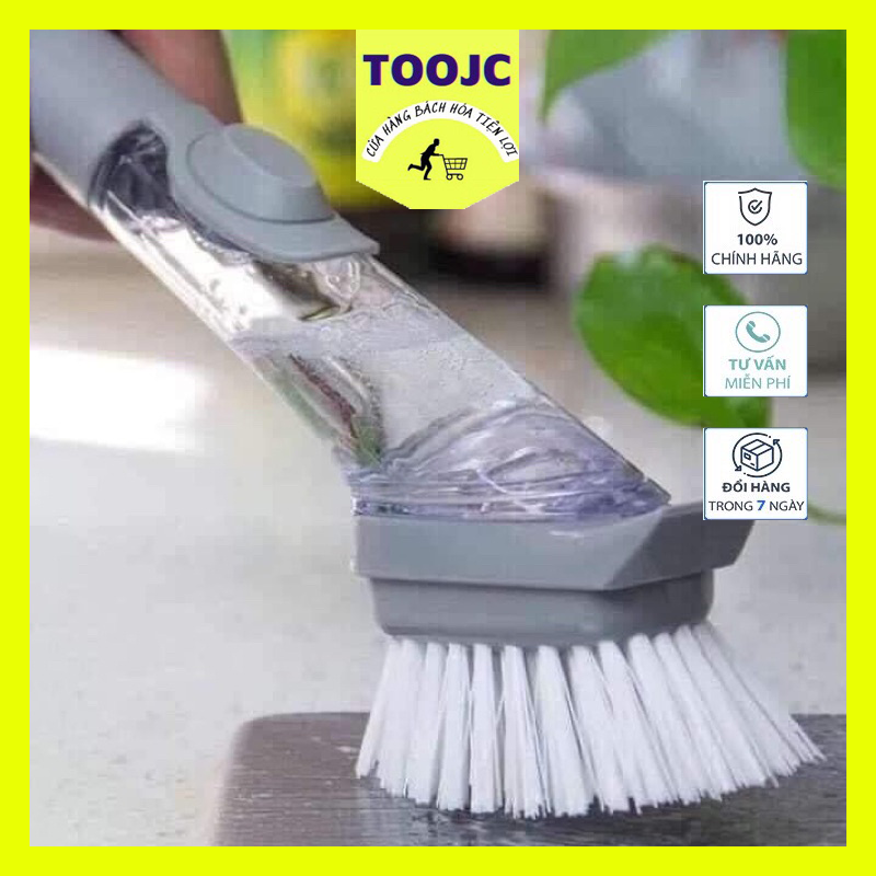 Chổi cọ rửa 4in1 xịt chà vết bẩn nhà bếp nhà tắm bàn chải nhựa chà sàn nước nồi thau có ngăn đựng xà bông nước rửa chén