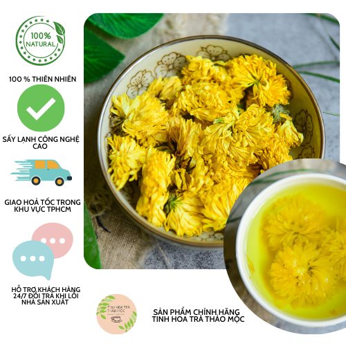 Trà Hoa cúc vàng 100g cúc hoàng kim xuất khẩu nguyên bông tinhhoatrathaomoc
