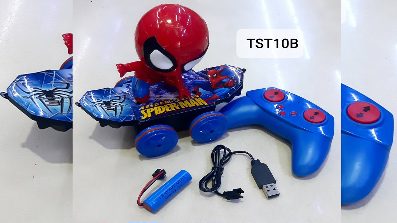 Đồ chơi điều khiển từ xa người nhện trượt ván xoay 360o, có sạc usb, TST10B