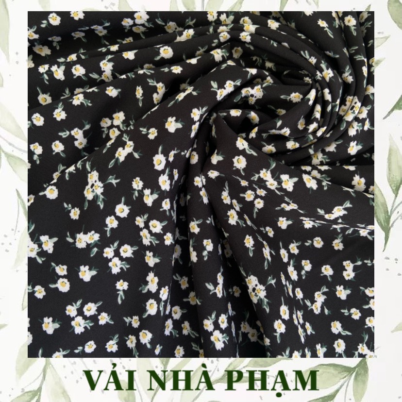 Lụa nhật hoa nhí nền đen - khổ vải 1.5m - vải nhà phạm