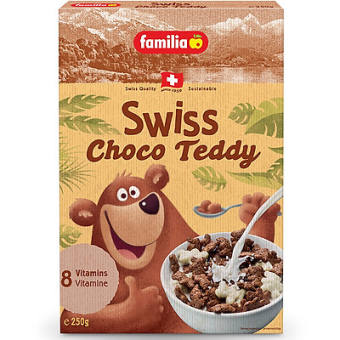 Ngũ cốc socola hình Gấu Choco teddy hiệu Familia 250g nhập khẩu Thụy Sĩ