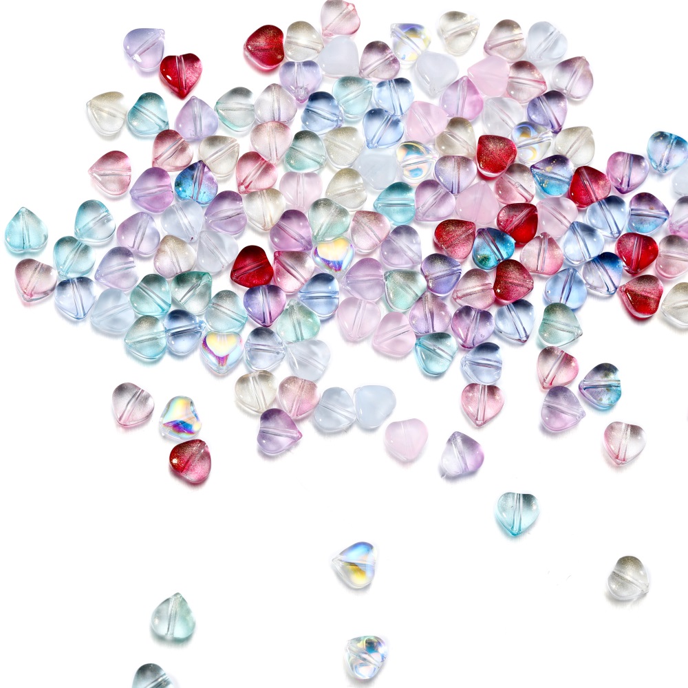  20-50 Cái túi Hạt Cườm Thủy Tinh Hình Trái Tim Mixcolour Hạt Cườm Rời Vòng Tay Để Tự Làm Phụ Kiện Tìm Đồ Trang Sức 