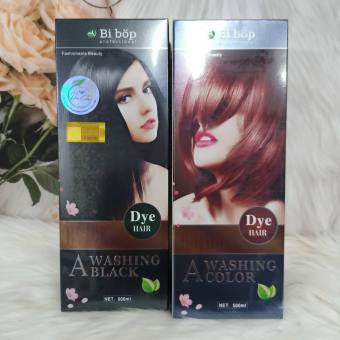 Dầu gội nhuộm tóc bạc BIBOP màu đen màu nâu, thảo dược organic, ăn bạc 100%, Không dính da đầu_Hair forever love