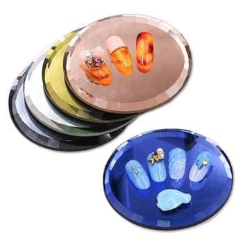QUEENEAS Bảng Vẽ Móng Trộn Màu Bền Dụng Cụ Sơn Gel Bảng Trưng Bày Móng Khay Thực Hành Nghệ Thuật Làm Móng Bảng Màu Thủy Tinh Kệ Trưng Bày Hình Tròn Giá Đựng Bột Màu Móng Bảng Màu Gương Làm Móng