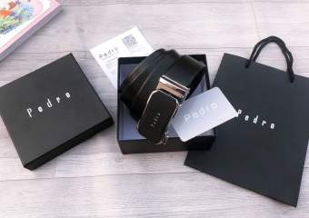 Thắt Lưng Da Nam Pedro Full Hộp, Thẻ Kèm Túi Xách