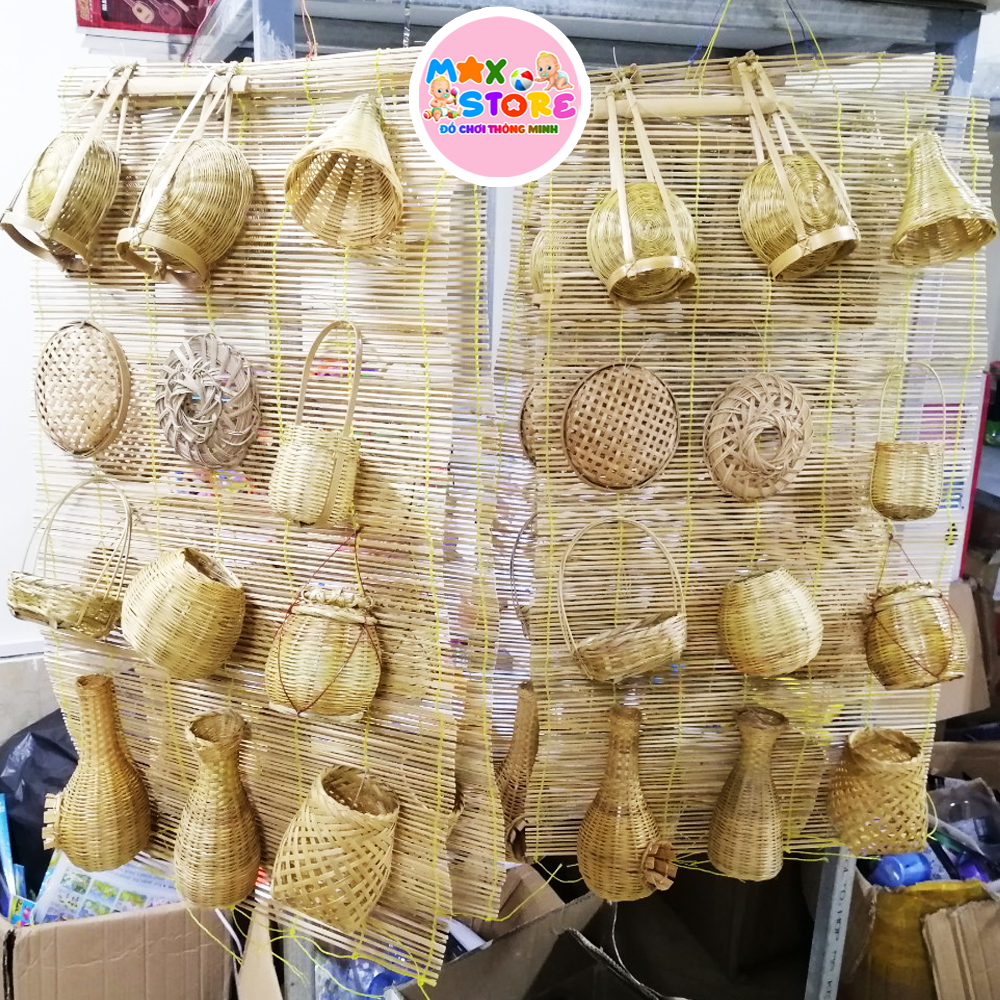 Set đồ trang trí mini 12 món mây tre đan đậm chất dân gian