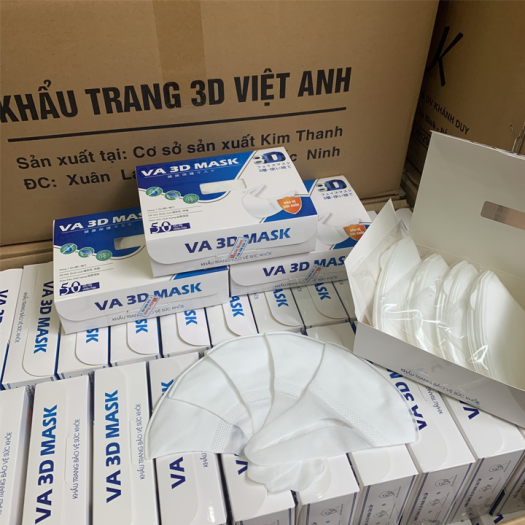 KHẨU TRANG 3D MASK VIỆT ANH MÀU TRẮNG-KHẨU TRANG 3D CÔNG NGHỆ NHẬT BẢN-1 HỘP 50C
