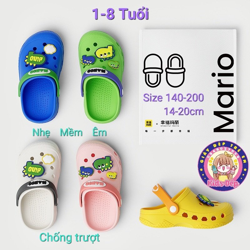 Dép sục cross mẫu mới 2022 Cheerful Mario JY-6608 cho bé trai gái 1-8 tuổi
