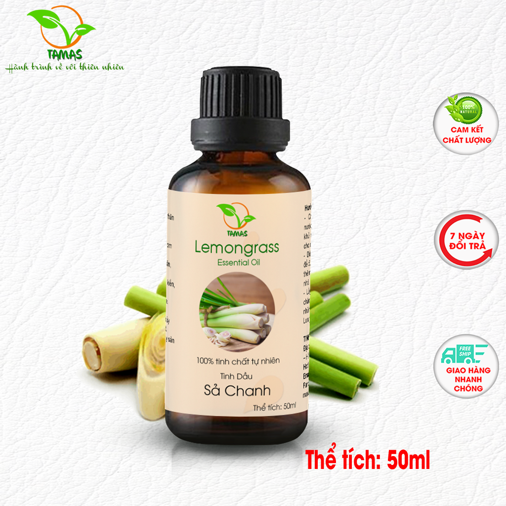 Tinh dầu Sả Chanh nguyên chất TAMAS chai 50ml, 30ml, 10ml, khử mùi, xông phòng thư giãn, đuổi muỗi và côn trùng, an toàn cho cả mẹ và bé
