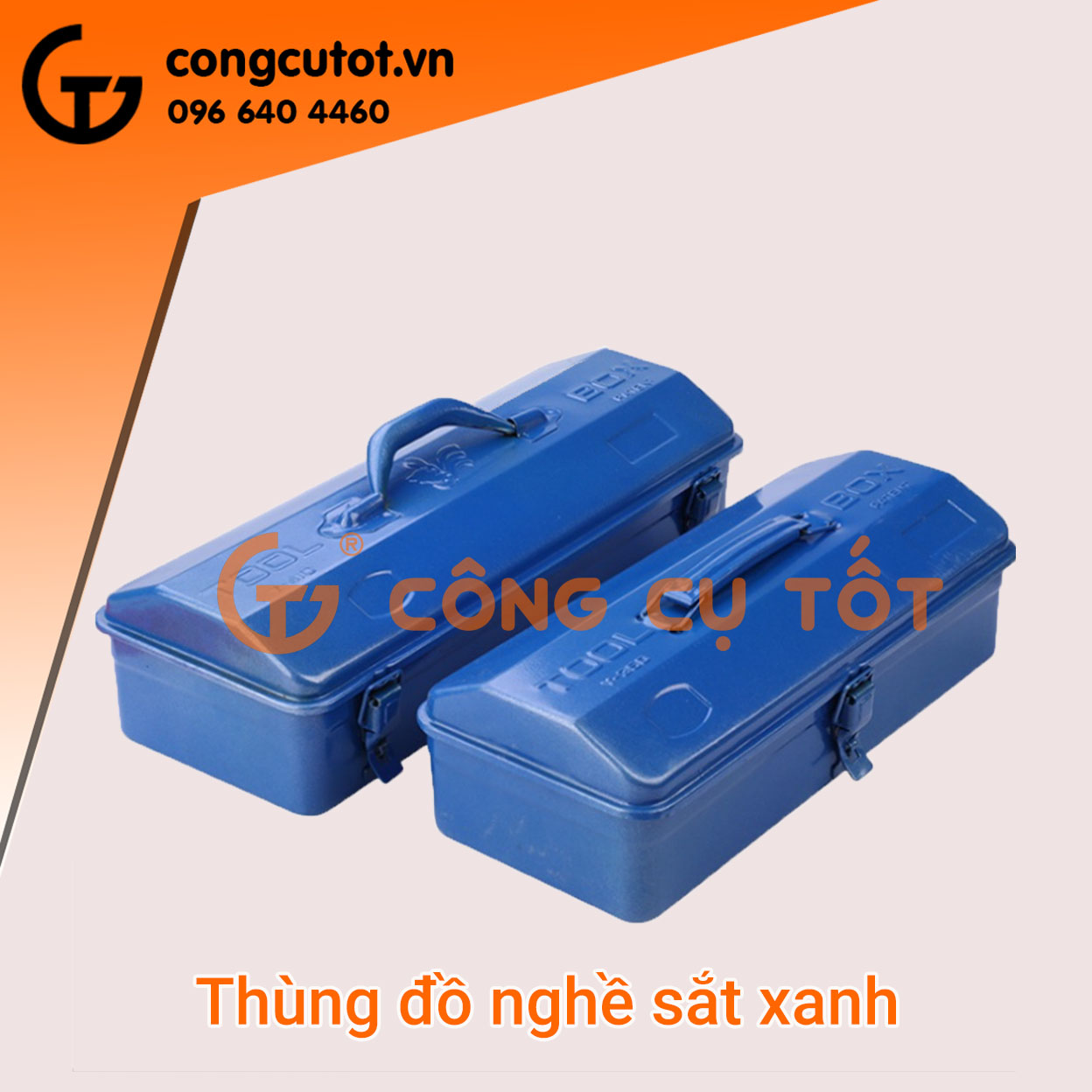 Hộp đồ nghề - Thùng đồ nghề bằng sắt màu xanh size tùy chọn