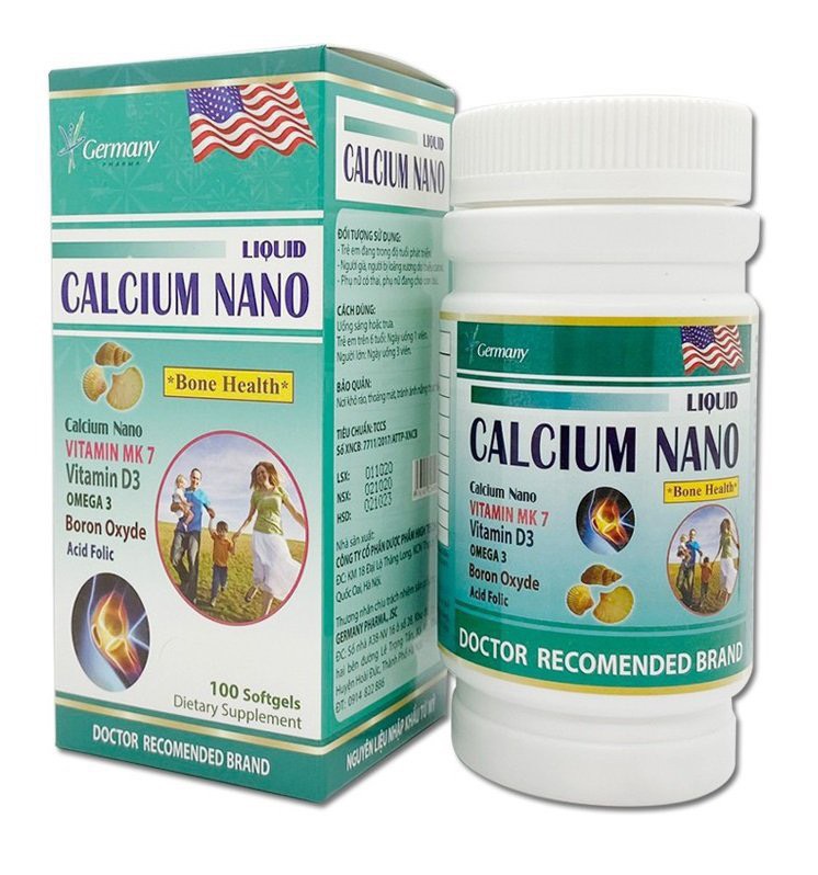 Viên Uống Bổ Sung Canxi MK7 Omega3 Vitamin D3  Axit Folic  Hỗ trợ tăng chiều cao Chắc Khỏe Xương Khớp  Viên Uống Liquit Calcium Nano - Hộp 100 Viên