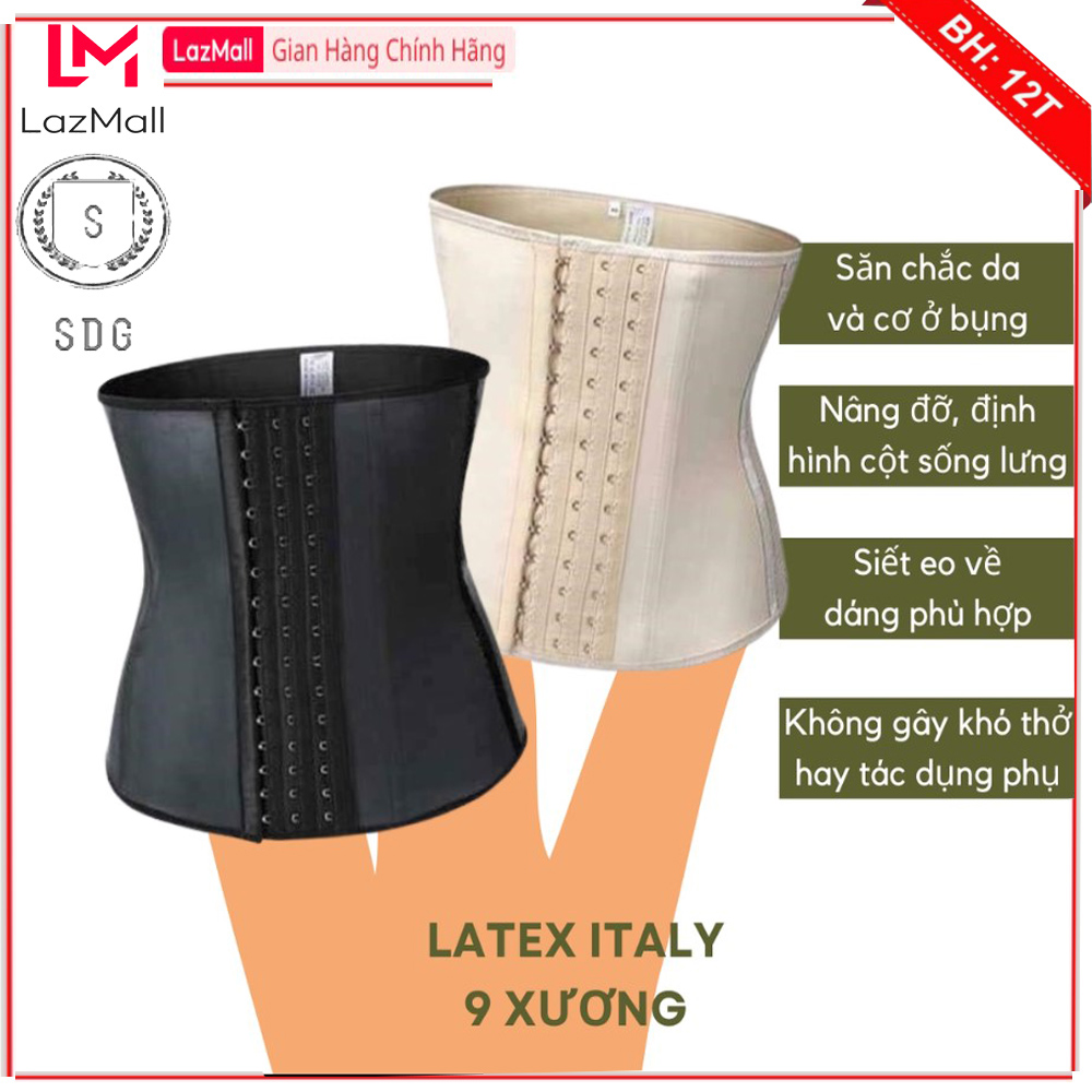  Đai Nịt Bụng Giảm Mỡ Latex 9 Xương Chính Hãng SDGOLD Được Đổi Size Nếu Không Vừa Hỗ Trợ Hạ Size Thoải Mái 
