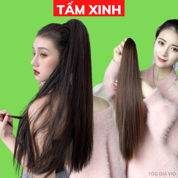 Tóc giả ngoạm đuôi thẳng nữ đẹp thời trang tấm xinh - kẹp đuôi thẳng 60cm