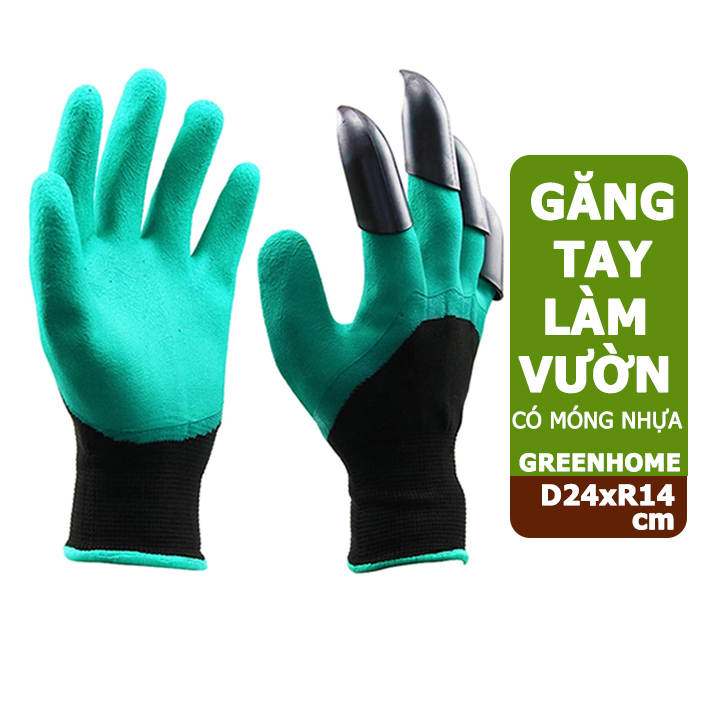 Găng tay làm vườn, có móng vuốt, màu xanh, độ bền cao, chống thấm nước, đào, xới đất, dễ vệ sinh
