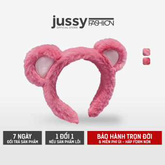 Băng Đô Cài Tóc Tai Gấu Hồng Jussy Fashion  Chất Vải Nhung Mềm Mại Băng Đô Rửa Mặt Siêu Cute