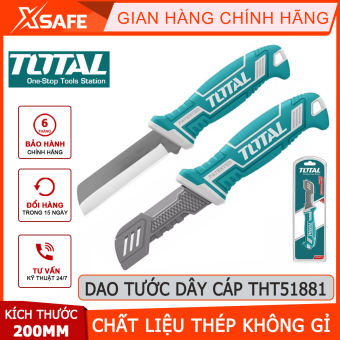 Dao tước dây cáp lưỡi thẳng TOTAL THT51881 | dụng cụ tuốt dây điện Kích thước 200mm, Chất liệu thép không gỉ vỏ nhựa [CHÍNH HÃNG][XSAFE]