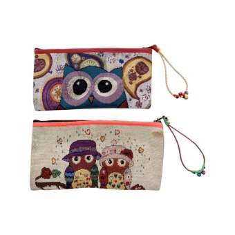 Bóp ví thổ cẩm chuông dài có khóa kéo - Màu ngẫu nhiên