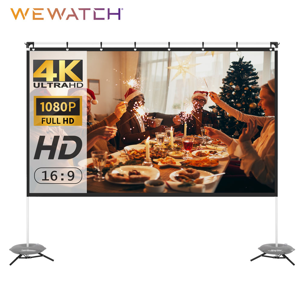 WEWATCH PS1/PS2 100/120 inch Projector Screen with Stand Projection Screen 16:9 4K HD Projection Movies Screen with Carry Bag ราคา 3,299 บาท*ส่งฟรี
