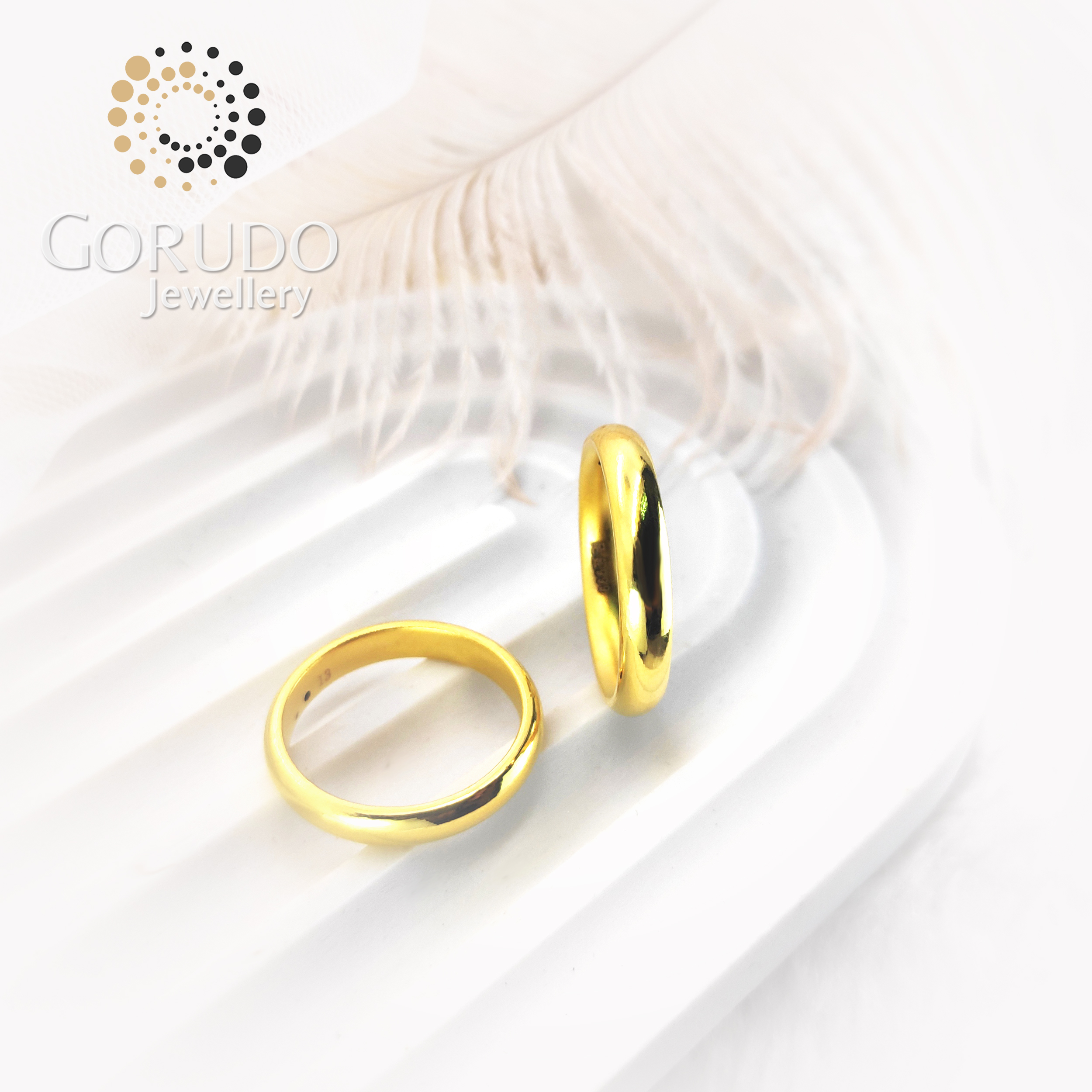Gorudo Jewellery 999 Pure Gold Half-Round Classic Plain Ring | 3.5mm · v4