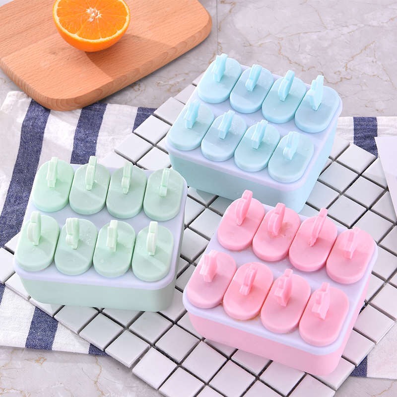 Khuôn Làm Kem Lúa Mạch 8 Que An Toàn - Khuôn kem 8 que có thể dùng được nhiều lần tiện dụng