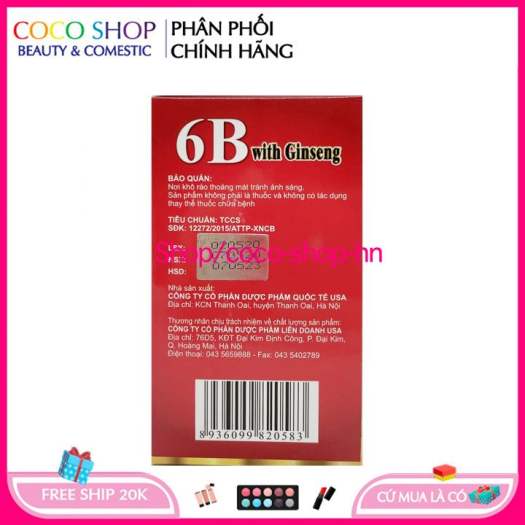 Vitamin tổng hợp 6B With Ginseng bồi bổ cơ thể, tăng sức đề kháng cho trẻ em người lớn Hộp 100 viên