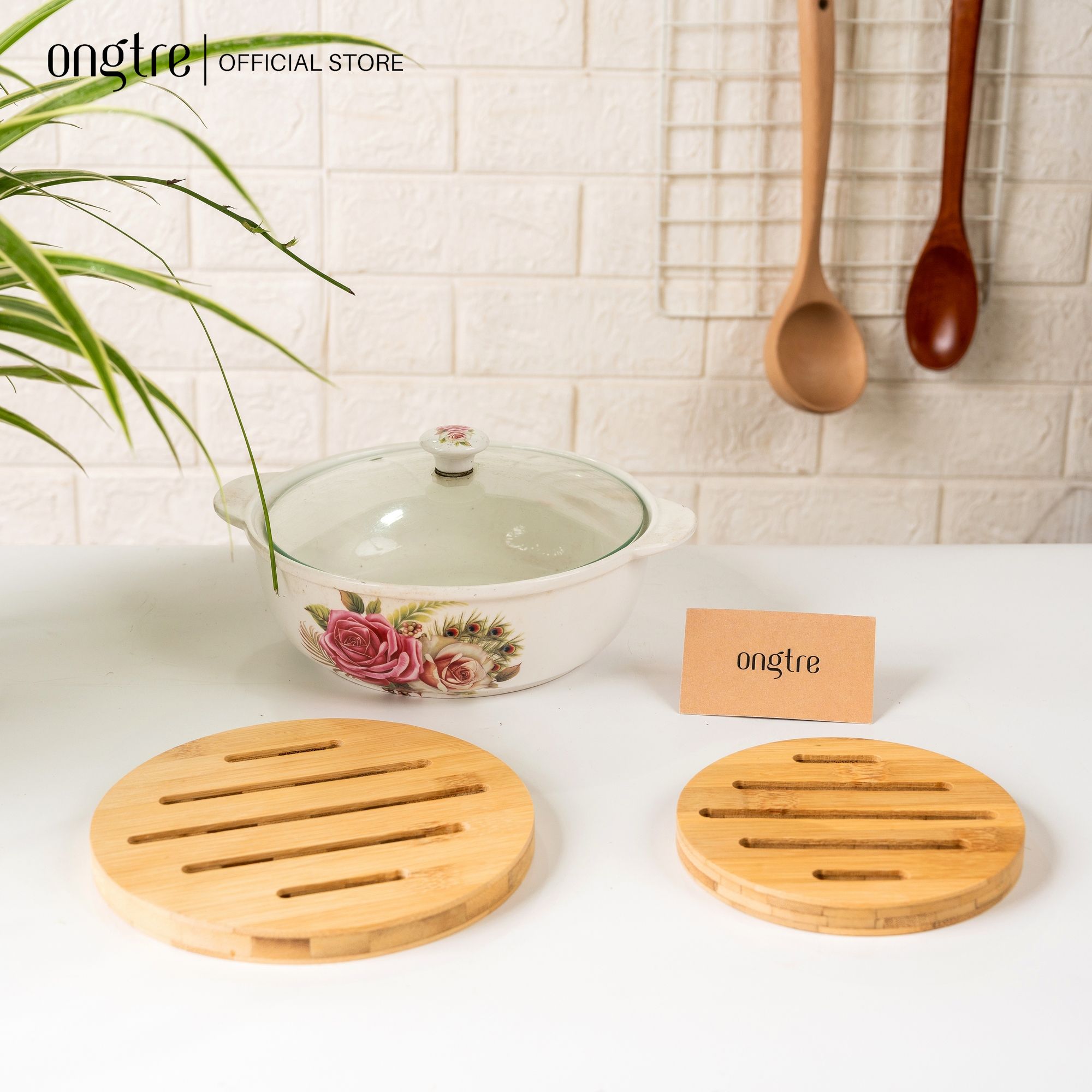 Đế Nồi, Lót , Tấm Lót Nồi ONGTRE Bằng Tre Cách Nhiệt Chống Trượt Với Họa Tiết Đa Dạng, Tiện Dụng
