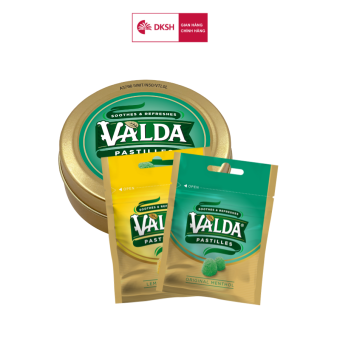 Combo 3 gói kẹo dẻo Valda Pastilles: Orginal Menthol 50g + 20g, Lemon Menthol
