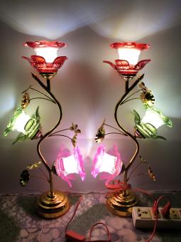 Đèn thờ pha lê 3 bông 45cm (1 cặp)