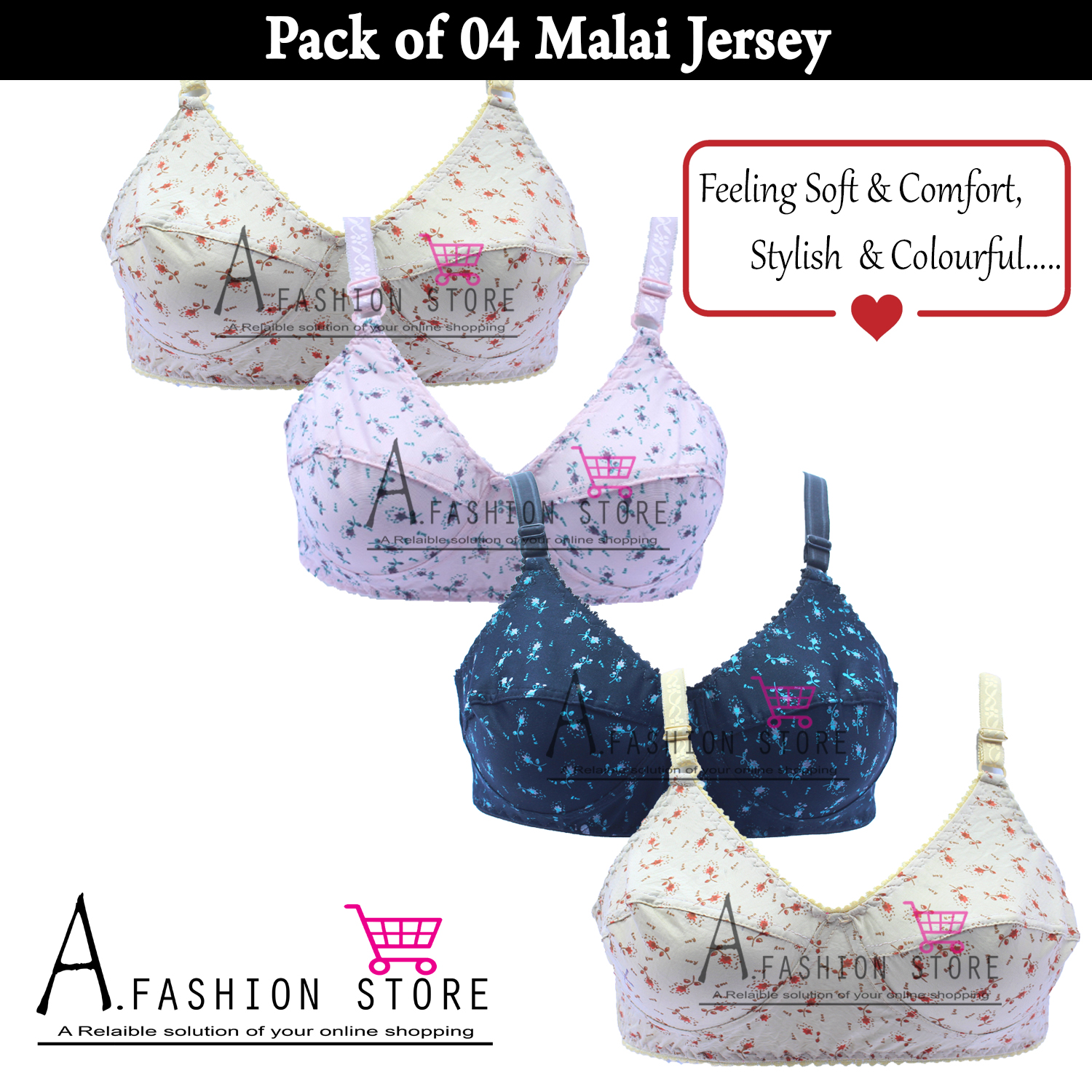 Buy Imported Jersy Net Bra Set for Ladies in Blue Color online in