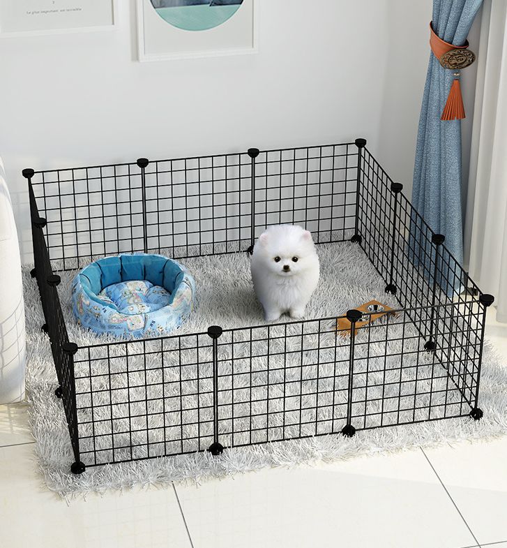 Chuồng Quây Thú 8 Tấm (4 Đen 4 Trắng) Lắp Ráp, Tấm Lưới Đa năng, Chuồng Chó Mèo, Chuồng Cho Pet ( Hàng sẵn + tặng kèm 16 chốt)