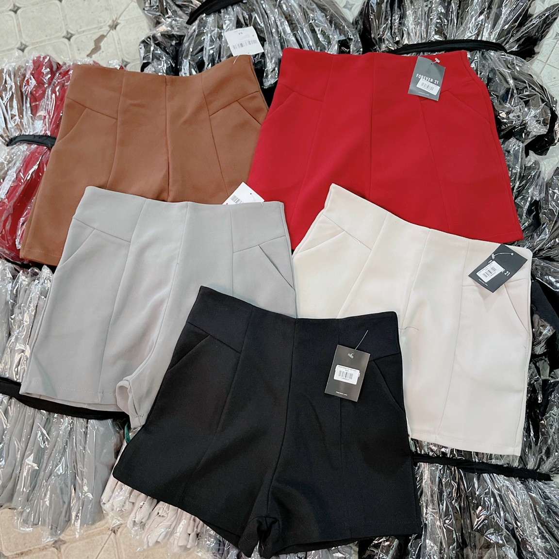 Quần short nữ lưng cao - MIN Boutiques - Ảnh thật - vải tuyết mưa dày [DƯỚI 52Kg]