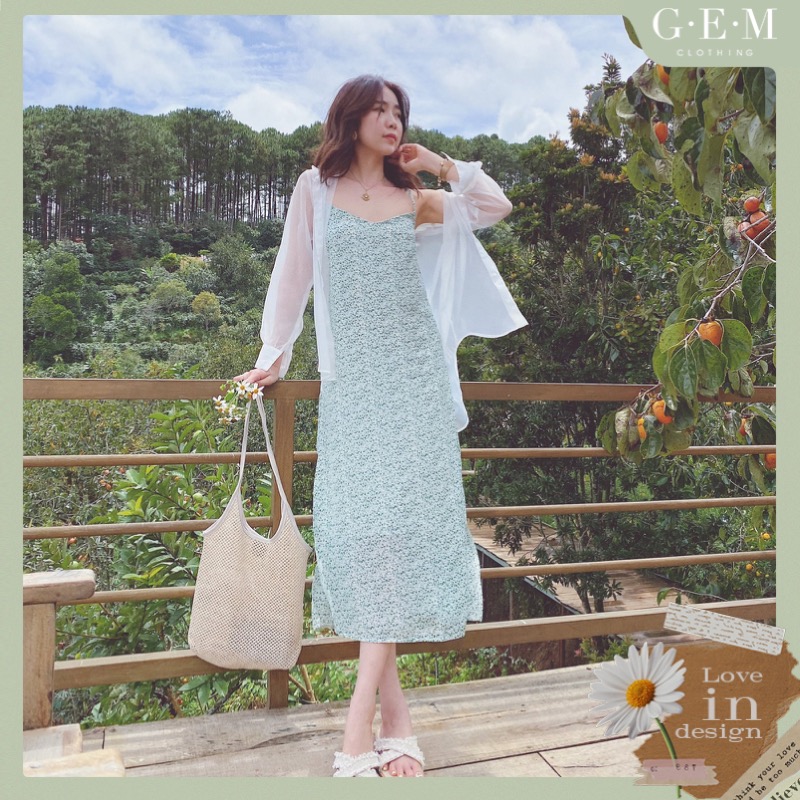 Đầm dây hoa xanh camille dress gem clothing sp060276