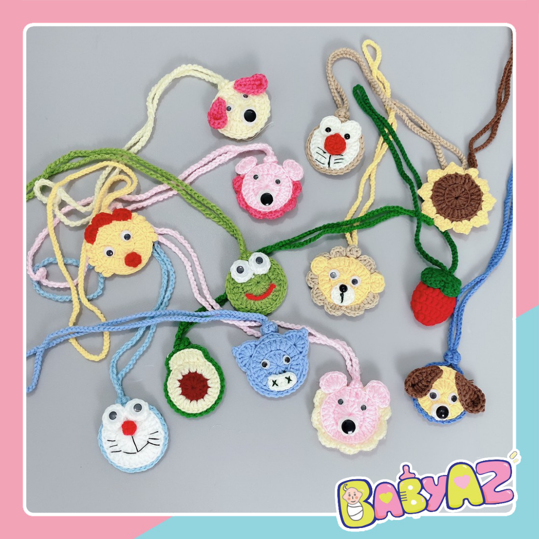 Túi đựng tỏi cho bé bằng len, túi tỏi đeo tránh vía handmade hình hoa quả con vật xinh xắn đáng yêu BabyAZ.