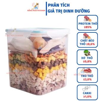 Ức gà sấy khô mix 12 vị thức ăn đông khô, hộp thức ăn đông khô cho chó mèo