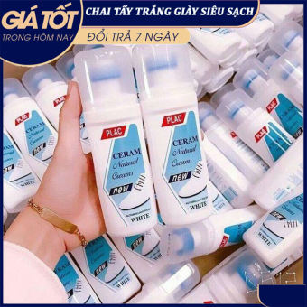 Combo 04 chai xịt tẩy trắng giày dép túi xách Plac -  Lọ nước tẩy trắng giày - Combo 4 chai làm trắng giày - Loại có đầu Chà
