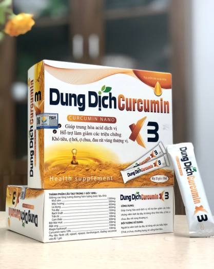 Dung Dịch Curcumin Nano X3 -hỗ trợ  giảm  viêm loét dạ dày, tá tràng, giảm triệu chứng khó tiêu, ợ hơi, ợ chua, đau rát vùng thượng vị, khối u do các gốc oxy hóa
