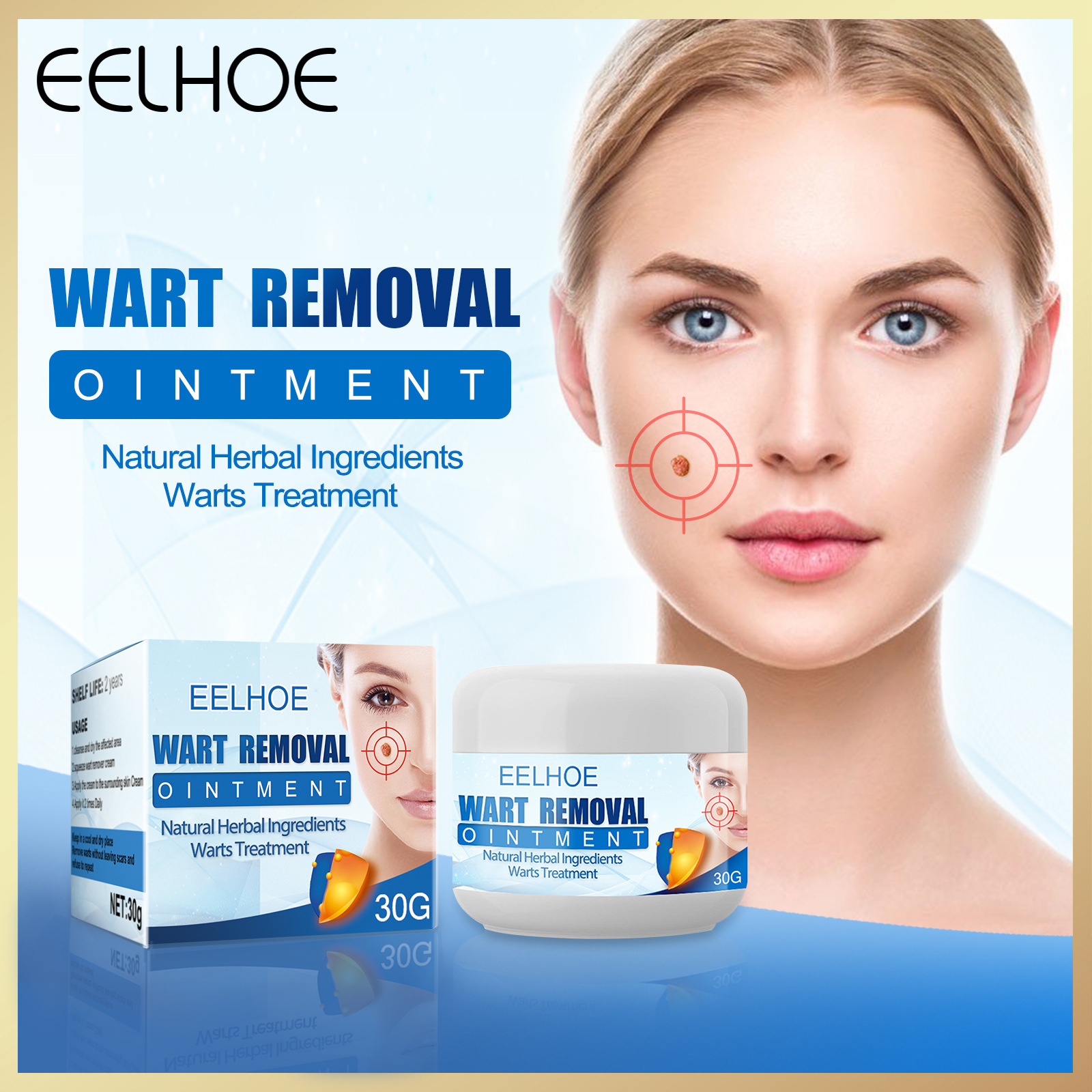 Gambar Eelhoe Wart Removal Cream Safe Painless Skin Tags Removal Ointment Fast Acting Remover Cream for Warts Moles Corn for All Skins?30g?