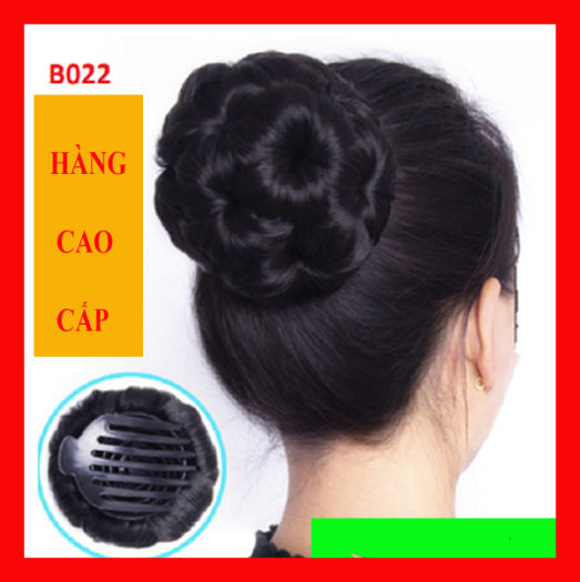 Búi tóc giả trung niên cao cấp dầy đẹp, kẹp tóc giả cổ trang BÚI HOA KHÔNG ĐÁ