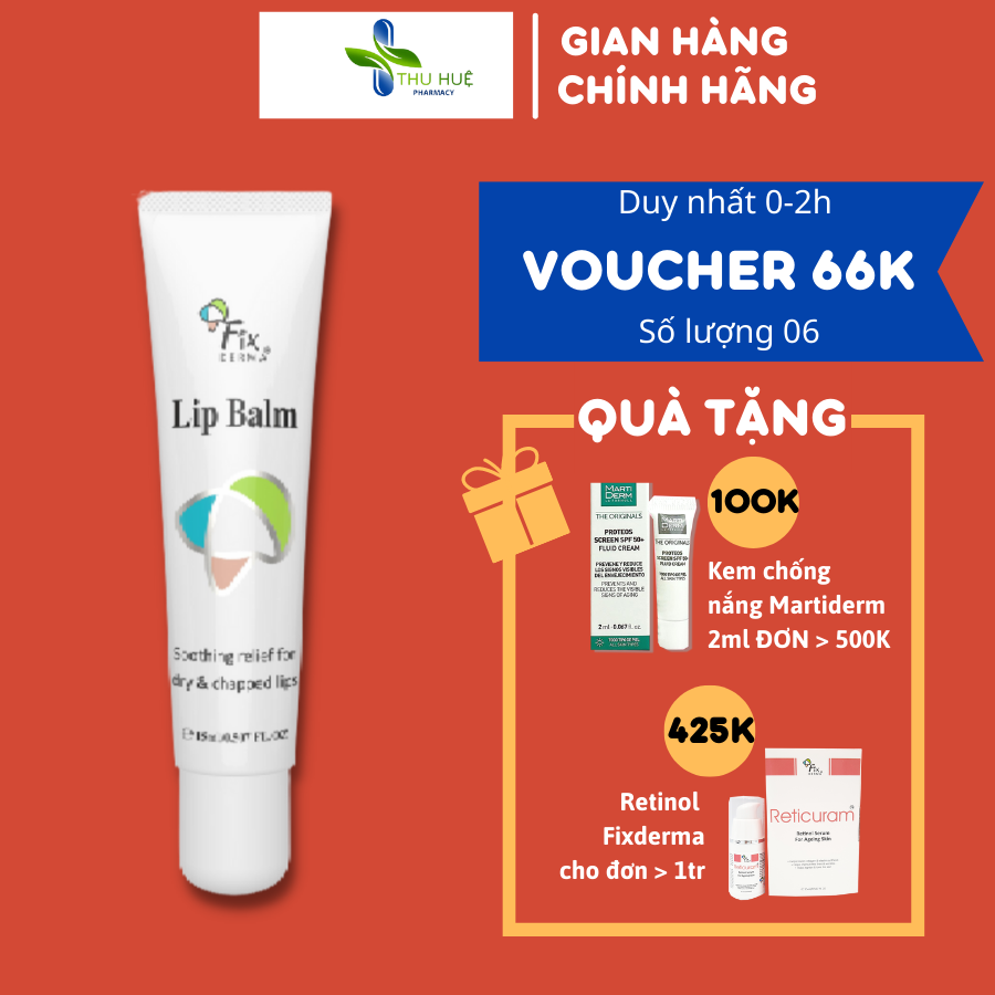 Son dưỡng môi Fixderma Lip Bam 15ml - Giảm thâm môi, khô môi ( Hàng công ty )