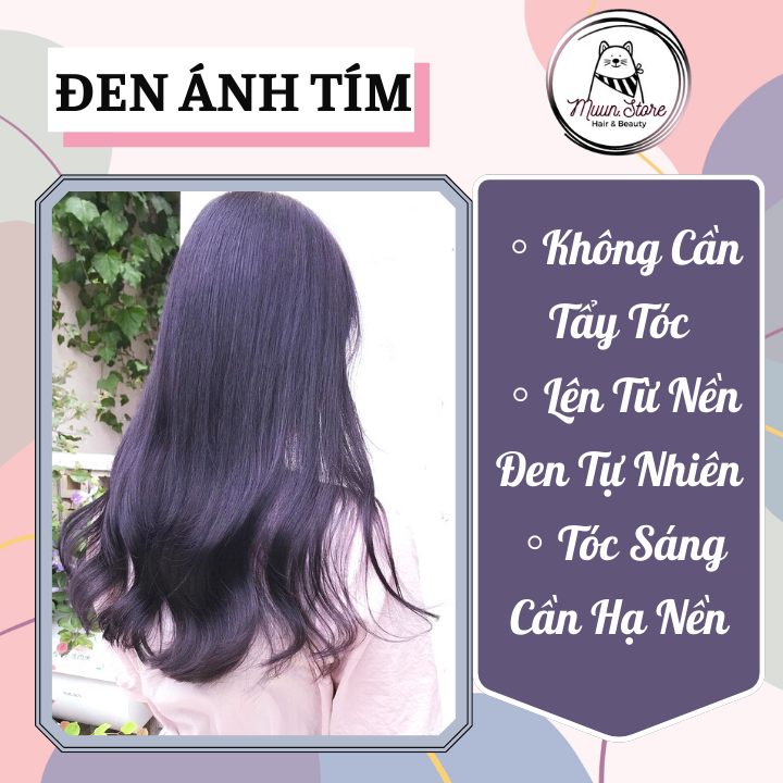 Thuốc Nhuộm Tóc Màu Đen Ánh Tím [Tặng Kèm Oxy + Chụp Tóc + Găng Tay]