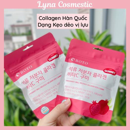 Kẹo Dẻo Collagen Vị Lựu Dưỡng Da Sáng Mịn- Boto Collagen Gummy