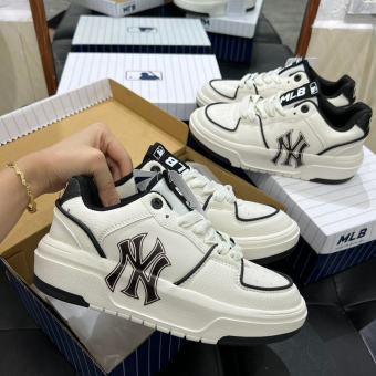 Giày thể thao MLB chunky NY đen trắng ofwhite đế cao, giày sneaker MLB chunky NY đen độn đế dành cho nam nữ full box