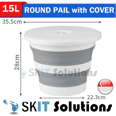 5L 10L 13L 15L Round Waterproof Foldable Pail with Cover or Without Cover, Collapsible Retractable Outdoor Water Pail Bucket Barrel TUB for Car Washing Fishing Toilet Cleaning, Portable Large Plastic Foot Leg Spa Bath Soak, Wash Bin Washtub Picnic Basket (10)