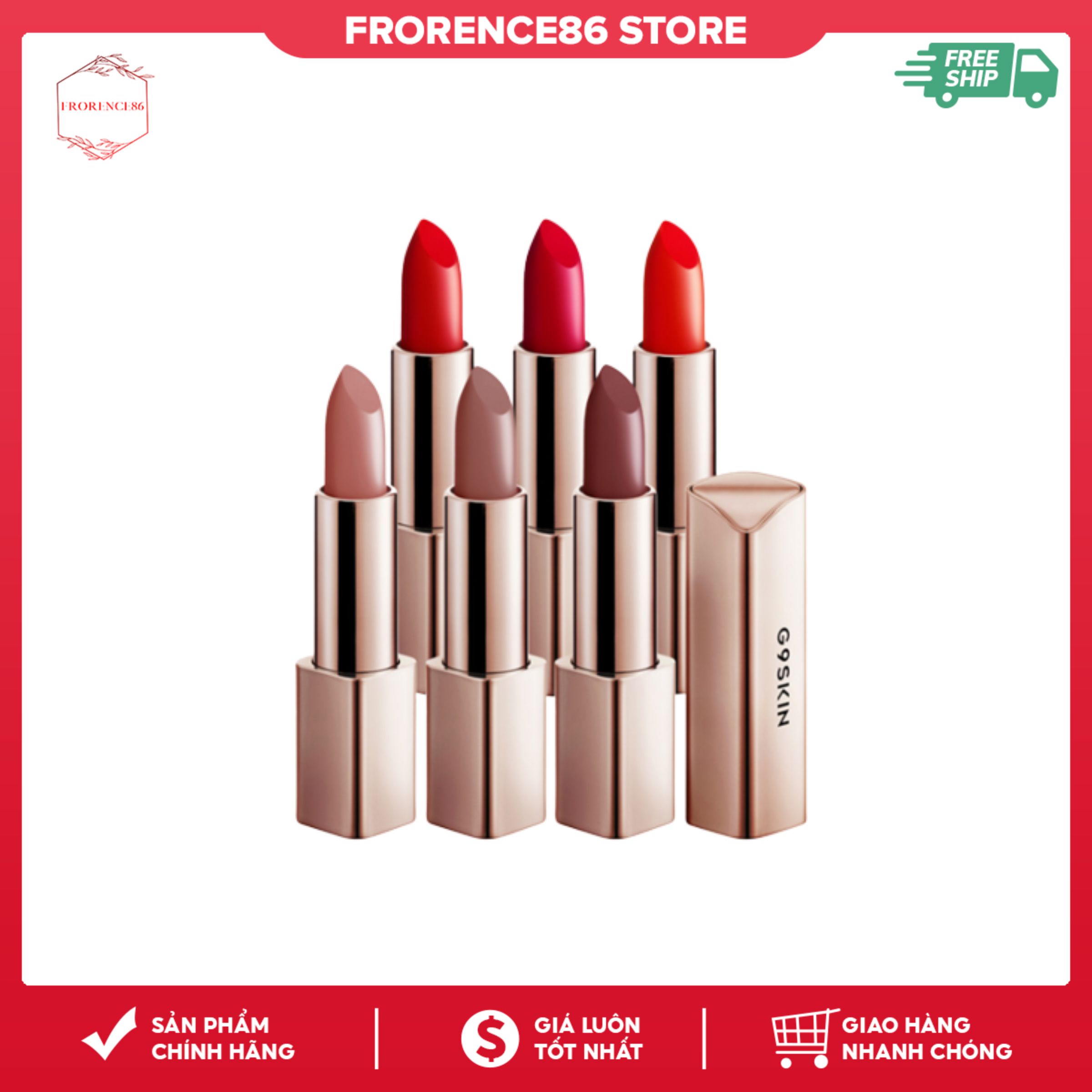 Son thỏi lì chất siêu mịn, thiết kế siêu xịn g9skin first v-fit lipstick frorence86 store