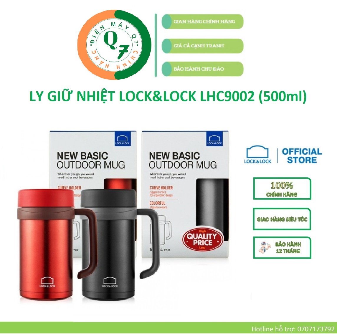 Lhc9002 - cốc giữ nhiệt / ly giữ nhiệt basic table mug lock&lock 500ml – hàng chính hãng