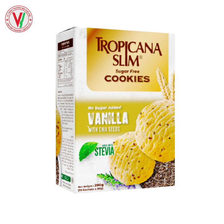 Bánh Quy Ăn Kiêng Hạt Chia Không Đường Tropicana Slim Vani 200g, Cho Người Tiểu Đường Và Ăn Kiêng Ít Calo, Không Béo
