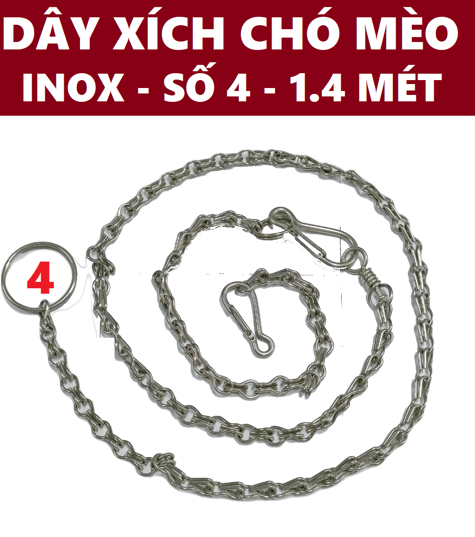 Dây xích cho mèo inox - số 4 - dài 1.4 mét