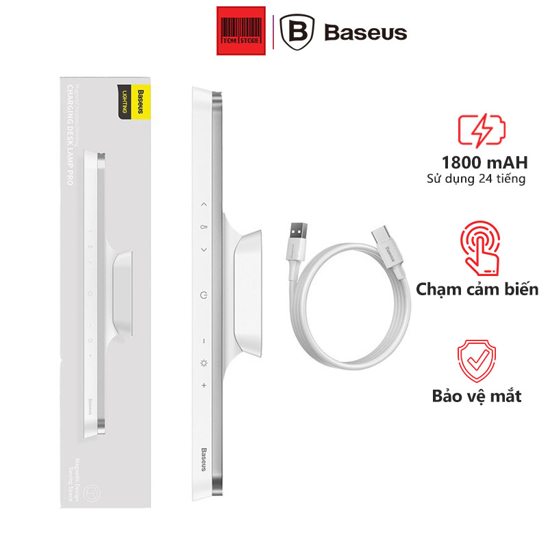 Đèn treo đế hít nam châm, chống mỏi mắt Baseus Magnetic Stepless Dimming Charging Desk Lamp Pro, đèn đọc sách đa năng có thể điều chỉnh 3 chế độ ánh sáng và tăng giảm cường độ sáng